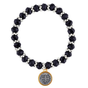 FREE St. Benedict Black Crystal Two-Tone Bracelet