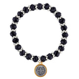 FREE St. Benedict Black Crystal Two-Tone Bracelet