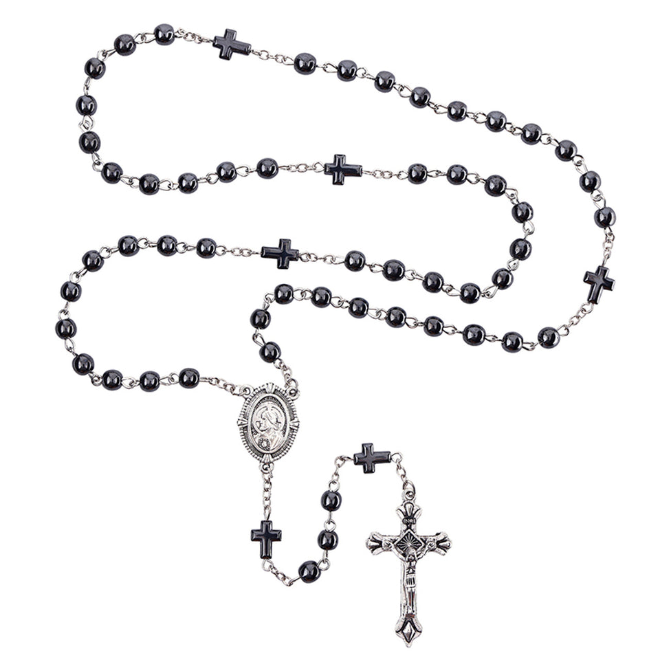 FREE Hematite Sacred Heart Rosary