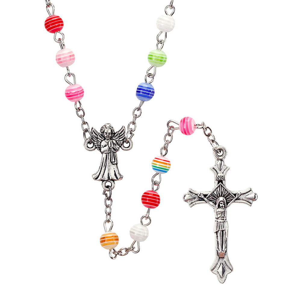 FREE Multicolor Guardian Angel Stripe Bead Rosary