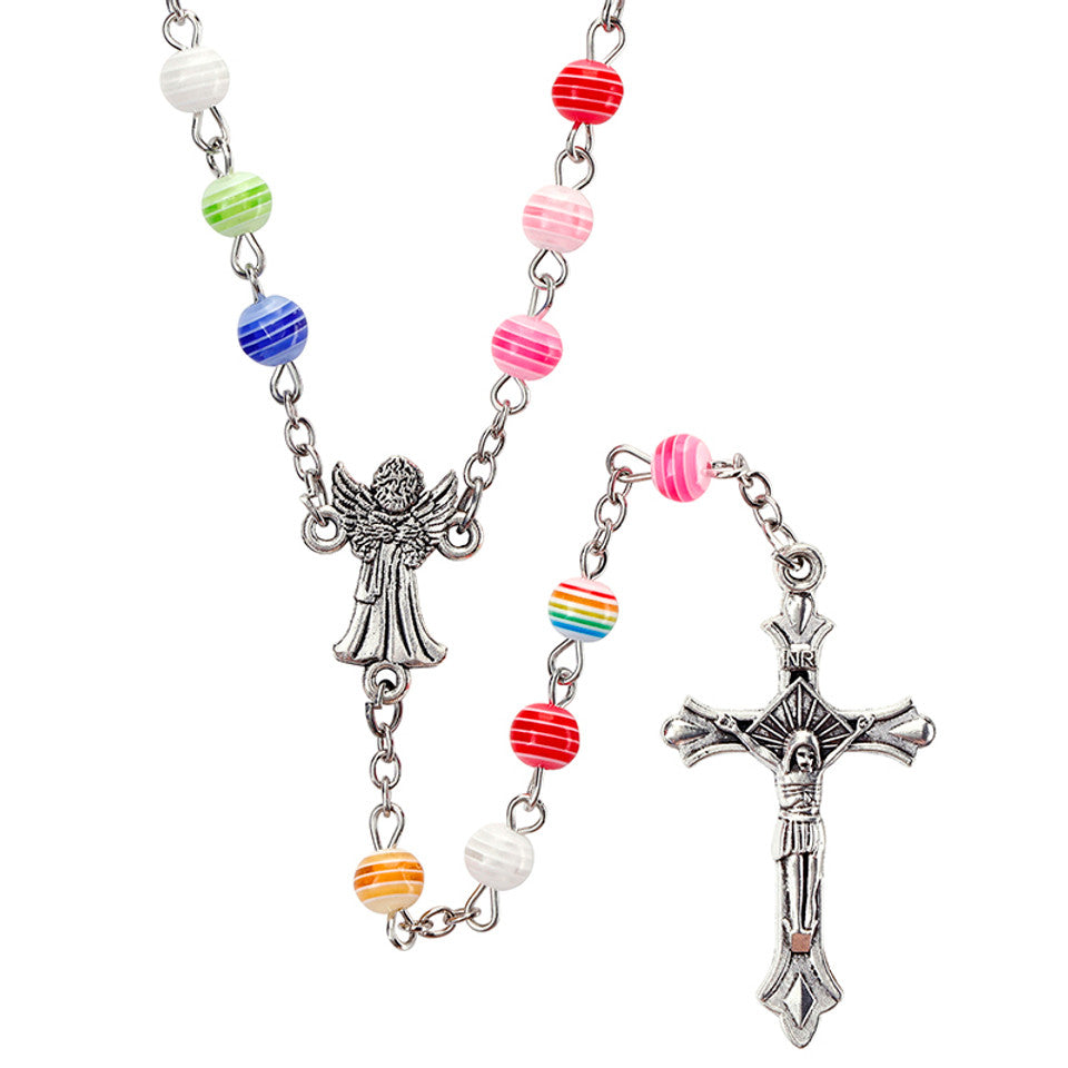 FREE Multicolor Guardian Angel Stripe Bead Rosary