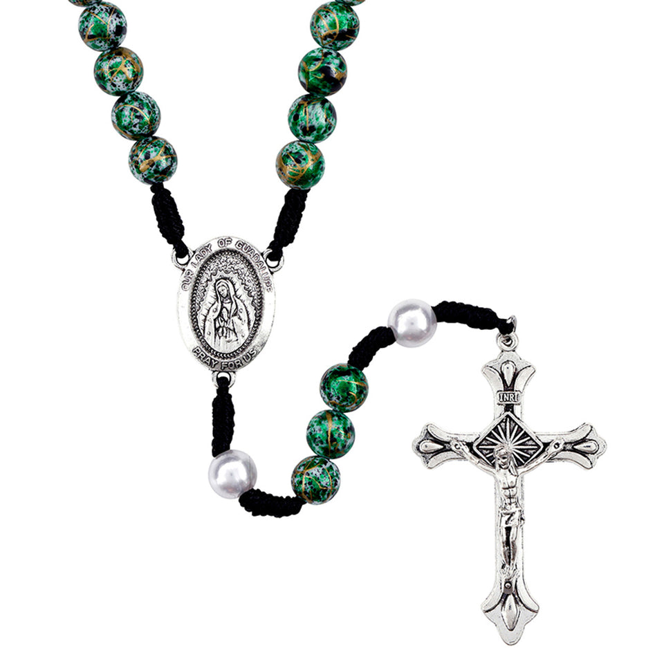 FREE Our Lady of Guadalupe Splatter Bead Cord Rosary