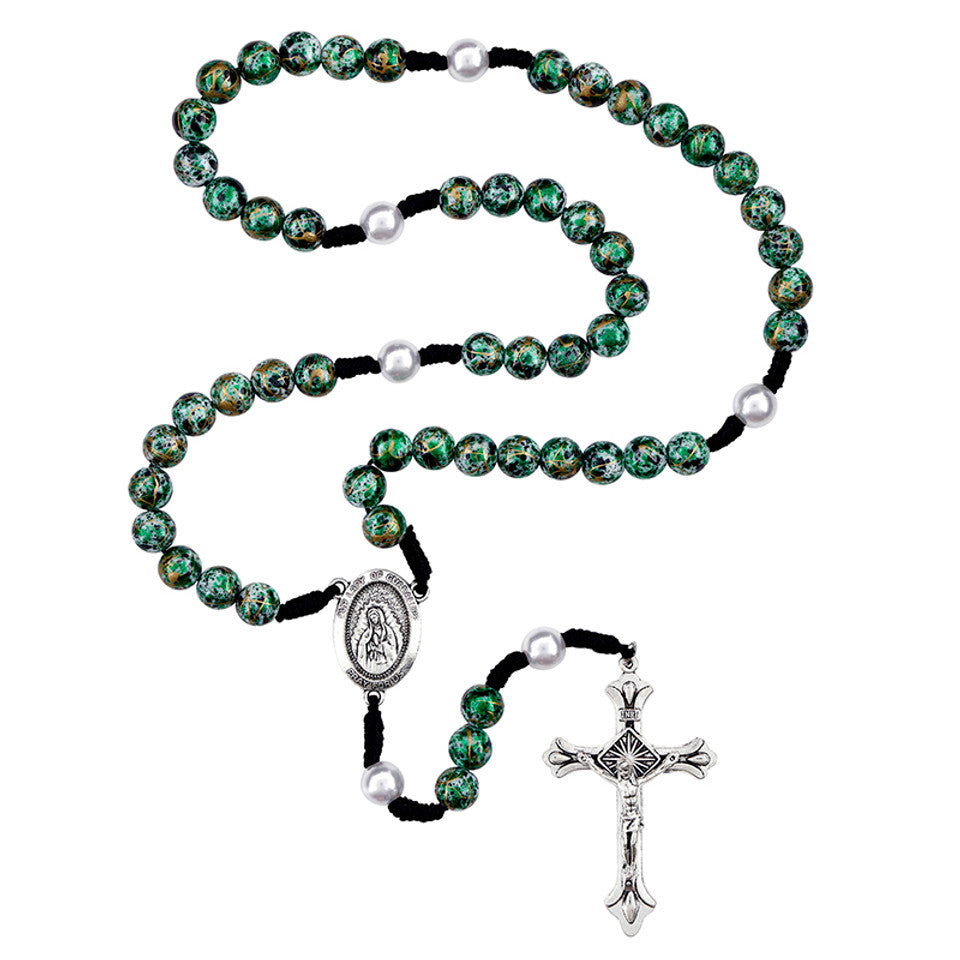 FREE Our Lady of Guadalupe Splatter Bead Cord Rosary