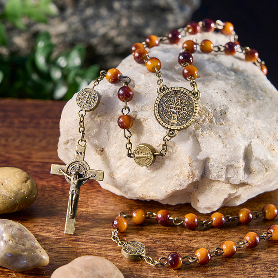 FREE St. Benedict Bronze Finish Rosary