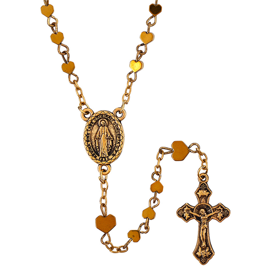 FREE Gold Hematite Heart Rosary