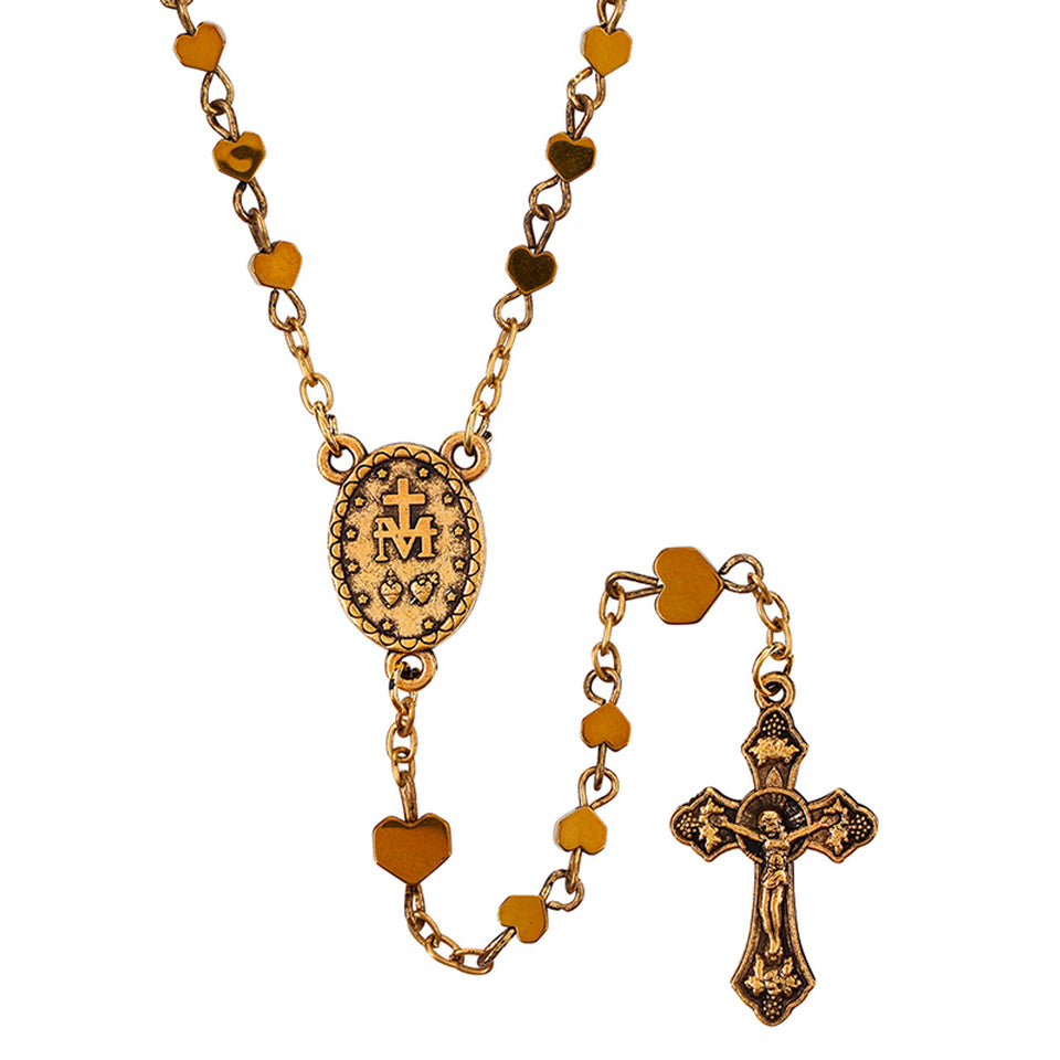 FREE Gold Hematite Heart Rosary