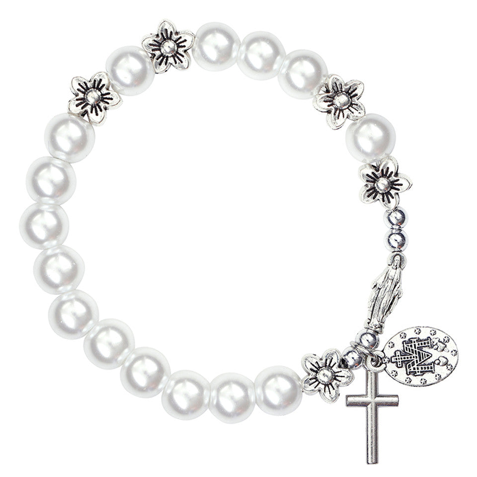 FREE Blessed Mother Pearl and Flower Bracelet