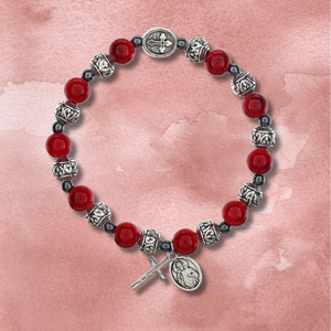 FREE Red Sacred Heart Bali Bead Rosary Bracelet