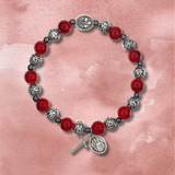 FREE Red Sacred Heart Bali Bead Rosary Bracelet