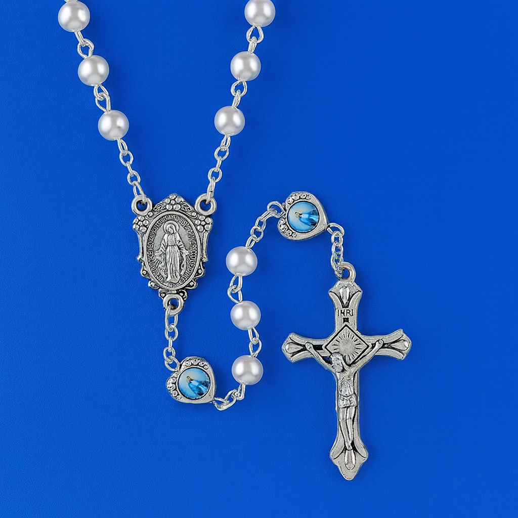 FREE Blessed Mother Pearl and Heart Rosary