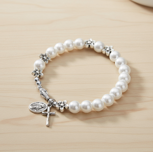 FREE Blessed Mother Pearl and Flower Bracelet