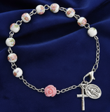FREE Pink Floral Rose Garden Rosary Bracelet