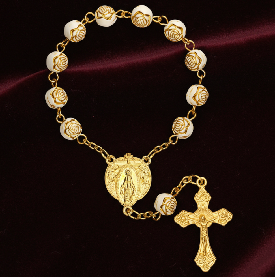 FREE Mary, Queen of Heaven Golden Rose One Decade Rosary