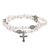 FREE Pink and White Heart Wrap Rosary Bracelet