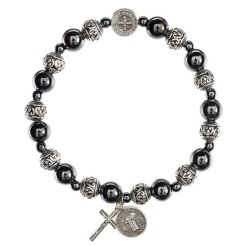 FREE St. Benedict Hematite Rosary Bracelet