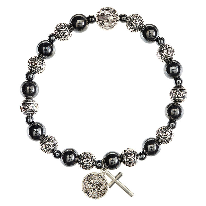 FREE St. Benedict Hematite Rosary Bracelet