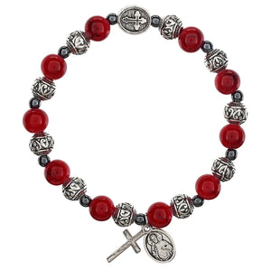 FREE Red Sacred Heart Bali Bead Rosary Bracelet
