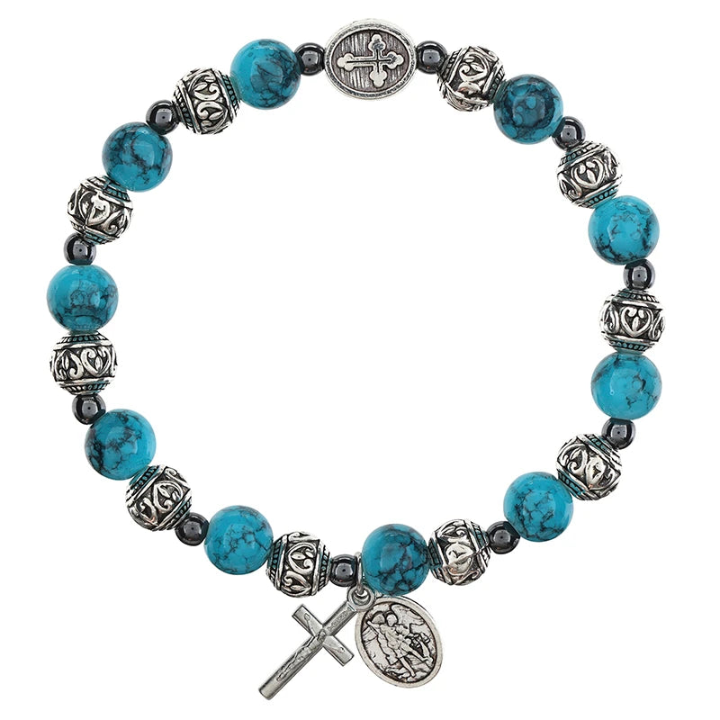 FREE Aqua Guardian Angel/St. Michael Bali Bead Rosary Bracelet