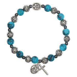 FREE Aqua Guardian Angel/St. Michael Bali Bead Rosary Bracelet