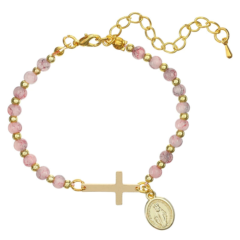 FREE Marbled Miraculous Medal and Cross Bracelet