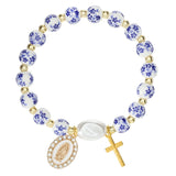 Our Lady of Guadalupe Floral Ceramic Bead Bracelet