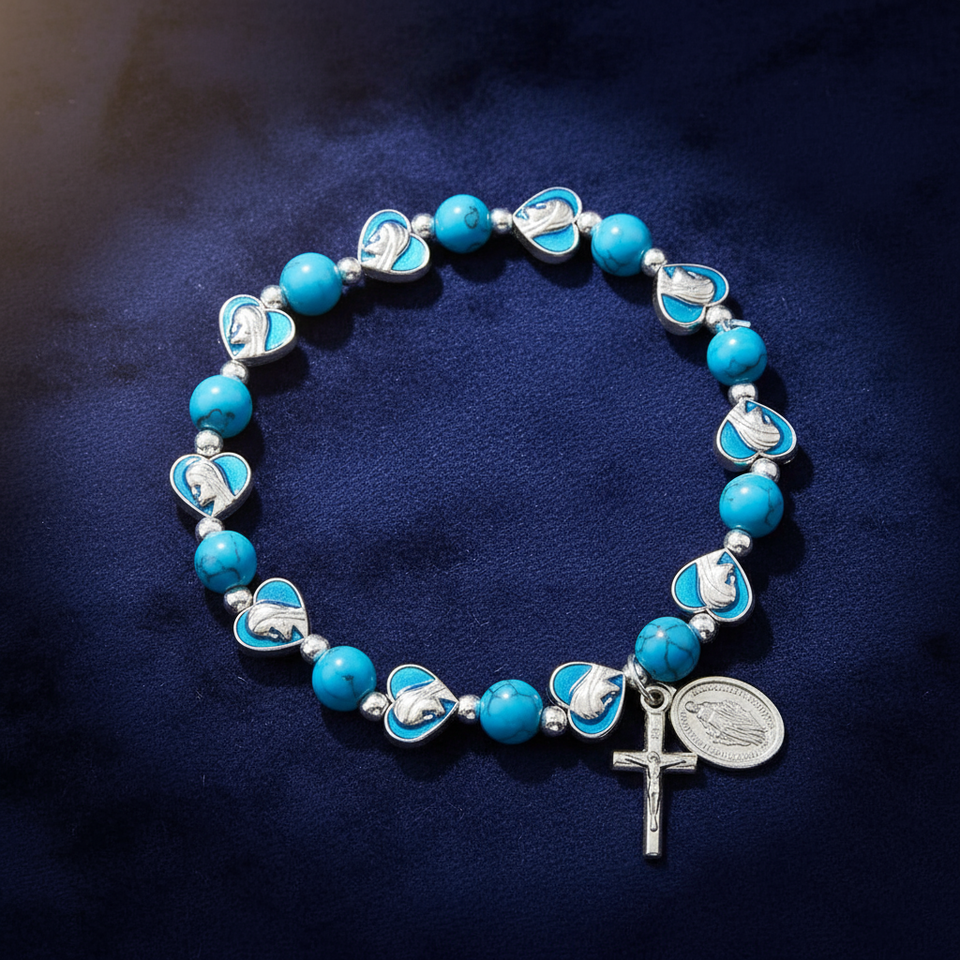 FREE Turquoise Blessed Mother Heart Bracelet