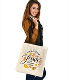 'Fall for Jesus He Never Leaves' Tote Bag