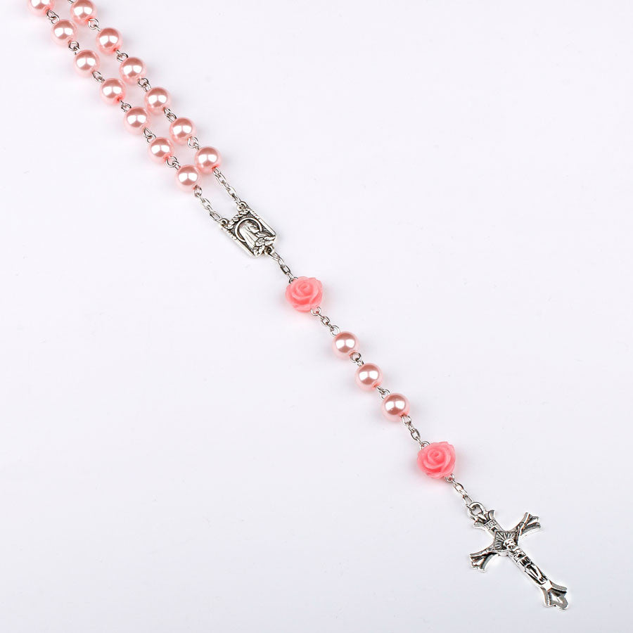 FREE Pink Rose Rosary with Lourdes Medal