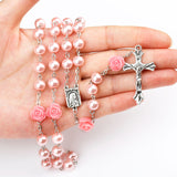 FREE Pink Rose Rosary with Lourdes Medal