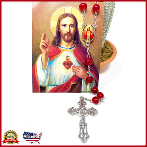 Sacred Heart Glass Rosary