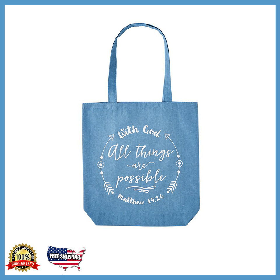 With God All Things are Possible Tote Bag with Inside Pocket