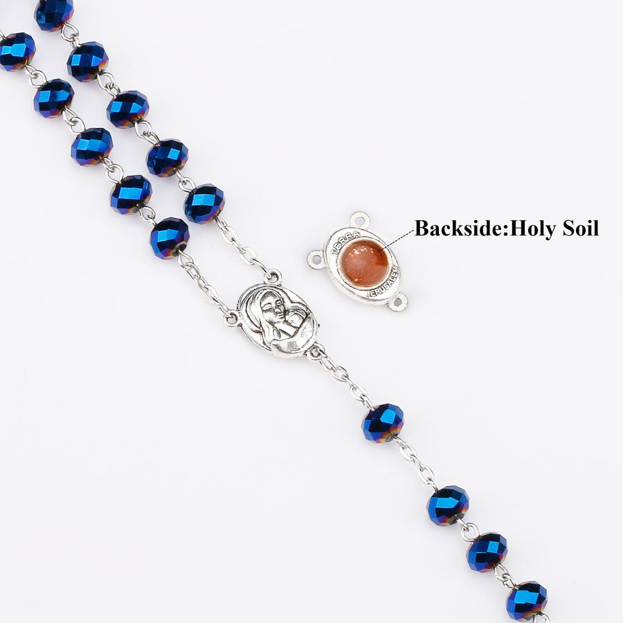 FREE Deep Blue Holy Soil Medal Rosary