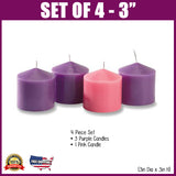 Advent Pillar Candle Set -3"