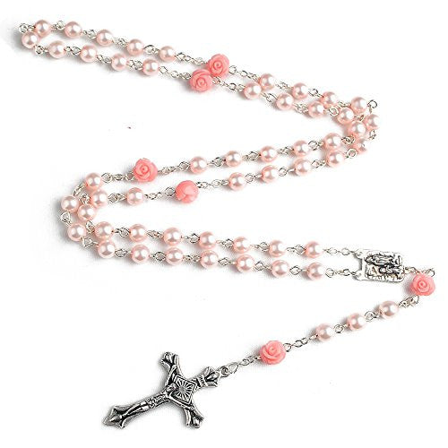 FREE Pink Rose Rosary with Lourdes Medal