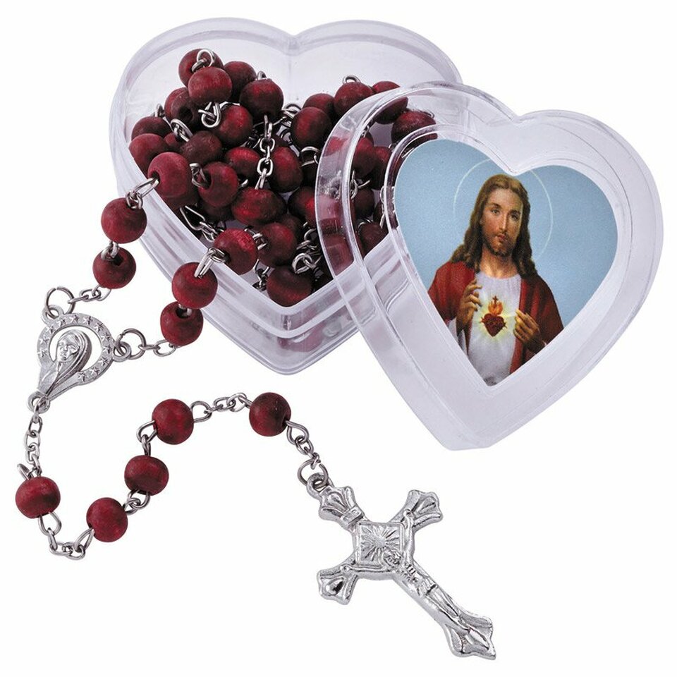 FREE Sacred Heart Rose Scented Rosary with Heart Case