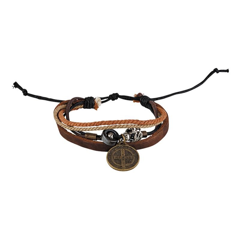 St. Benedict Medal Leather Bracelet