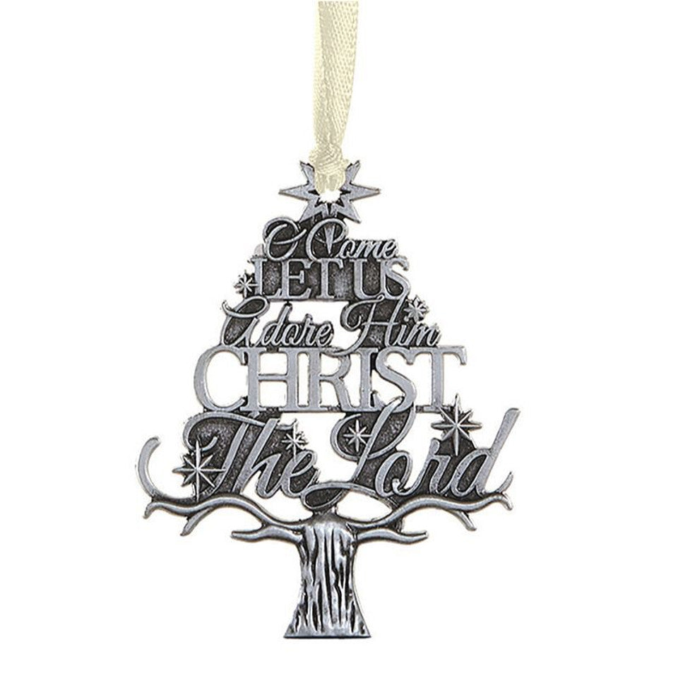 O Come Let Us Adore Him Tree Antique Ornament