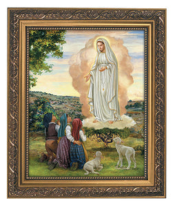 Our Lady Of Fatima Ornate Gold Finish Framed Print