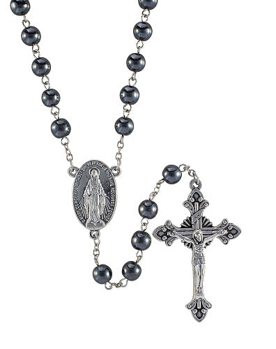 Miraculous Medal Hematite Rosary