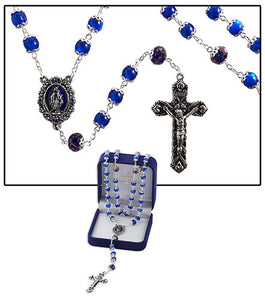 8mm Miraculous Mary Rosary - Sapphire w/ Gift Box