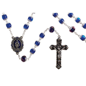 8mm Miraculous Mary Rosary - Sapphire w/ Gift Box