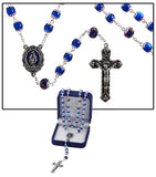 8mm Miraculous Mary Rosary - Sapphire w/ Gift Box