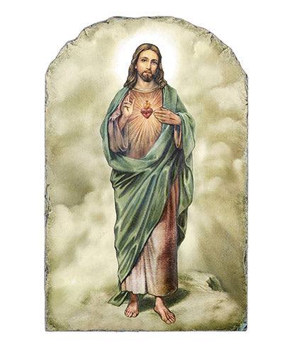 Marco Sevelli Arched Tile Plaque With Stand - Sacred Heart