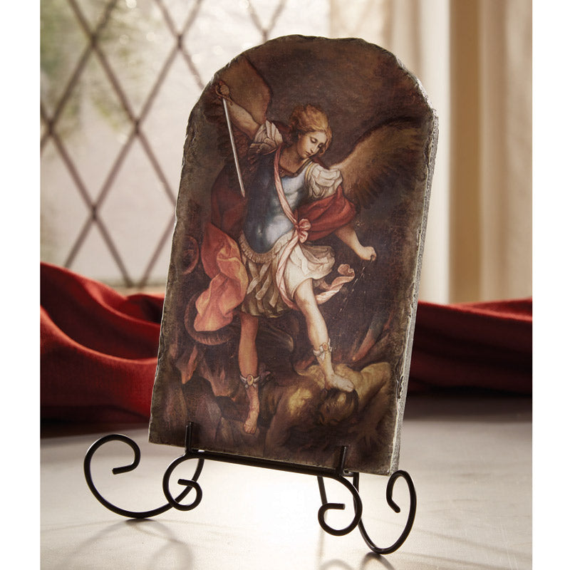 Marco Sevelli Arched Tile Plaque With Stand - St. Michael