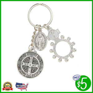 St. Benedict Rosary Ring Key Chain