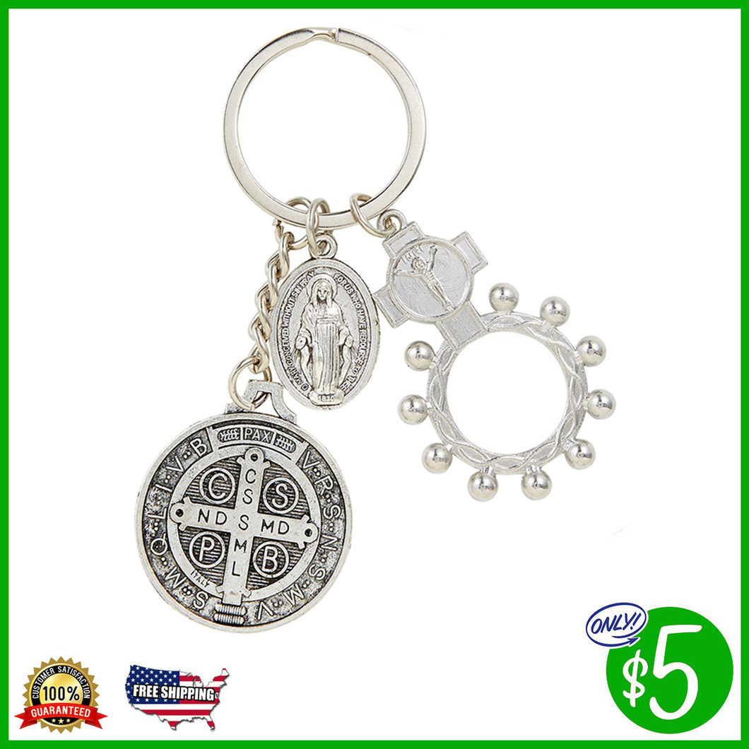 St. Benedict Rosary Ring Key Chain