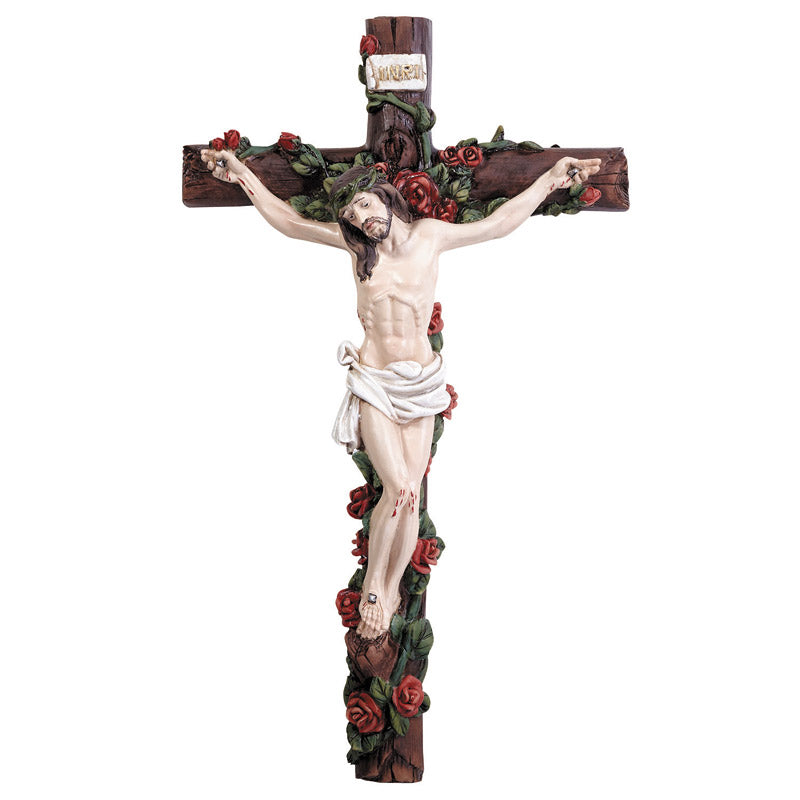 12.5" Wall Crucifix with Roses