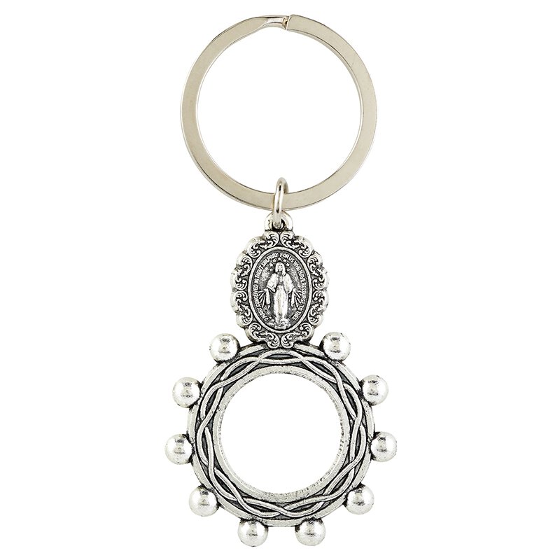 Our Lady of Grace/Miraculous Rosary Ring Key Chain