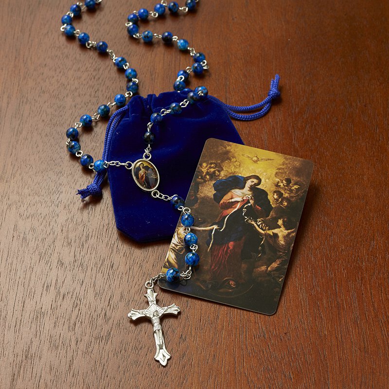Mary, Untier of Knots Rosary with Case