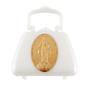 Pink Heart Rosary with Miraculous Purse Rosary Case
